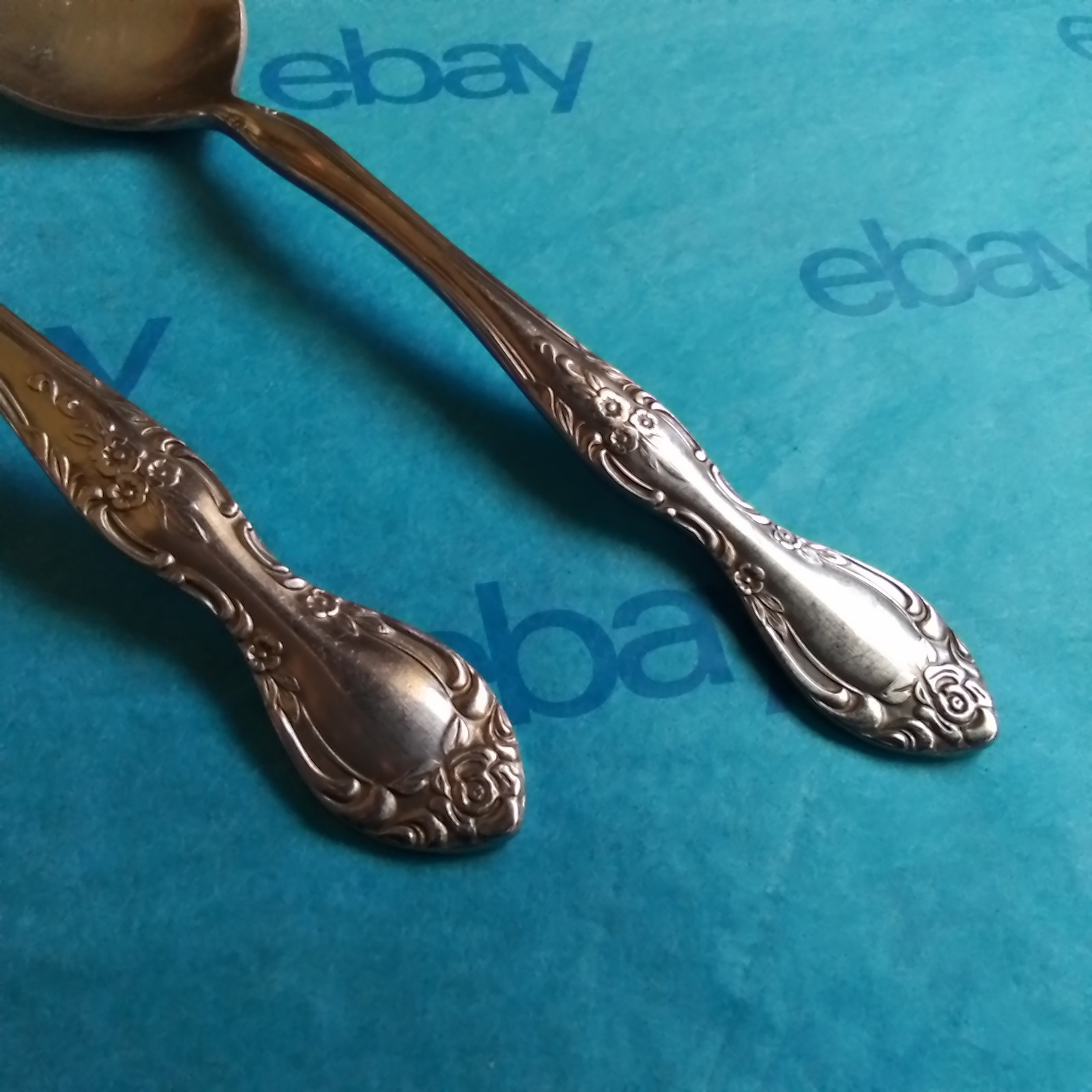 Reed & Barton Rebacraft Candance Andrea Stainless Flatware 2 Serving Spoons VGUC