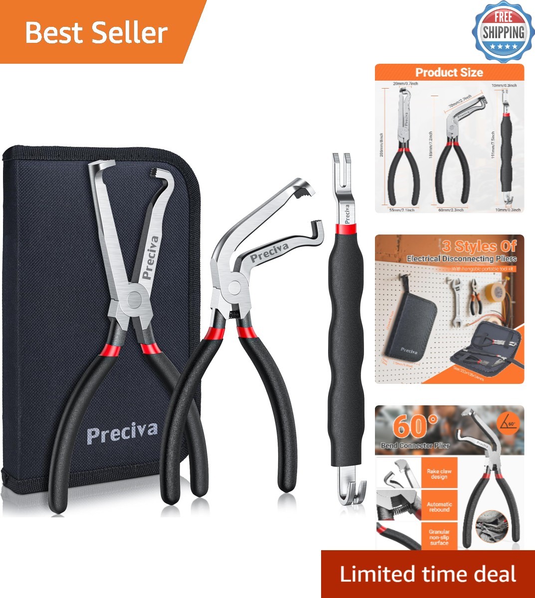 Professional-Grade 3-Piece Disconnect Pliers Set for Automotive Electrical Tasks