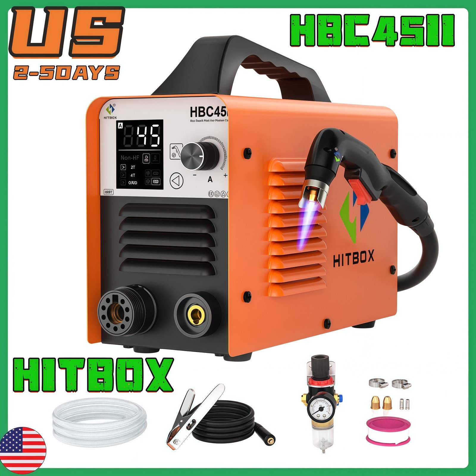 HITBOX 45A Non Touch Pilot Arc Air Plasma Cutter 110V/220V 14mm Cutting Capacity