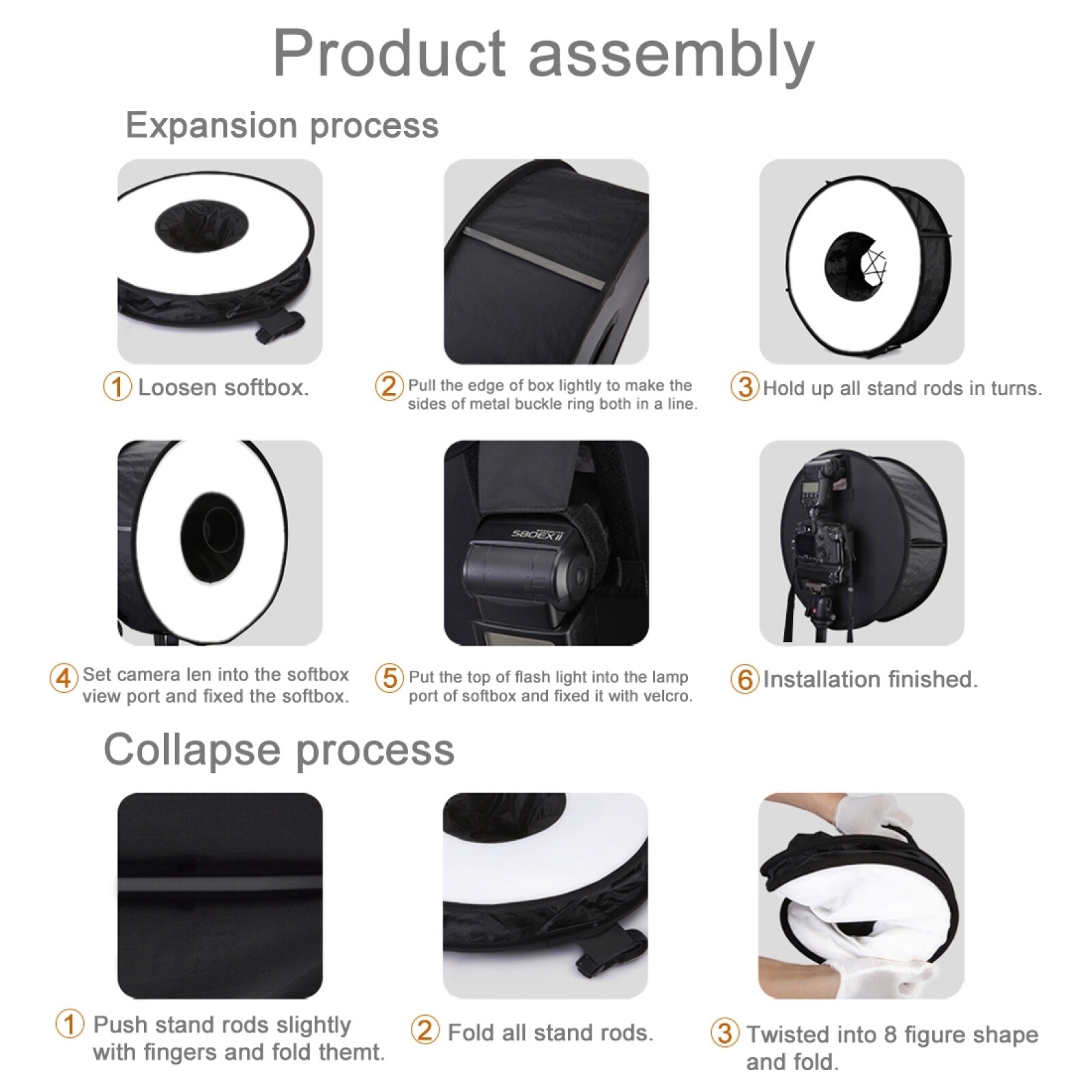 45cm Circular Round Style Macro and Portrait Softbox SpeedLite Flash Light