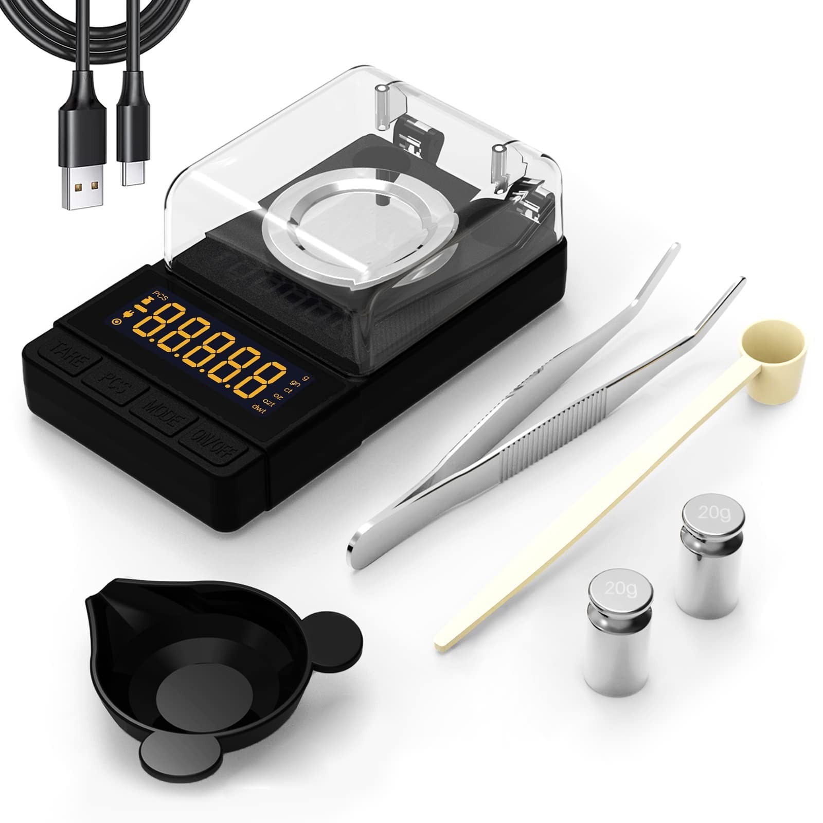 Precision Digital Milligram Scale 50g/0.001g, Compact Reloading Scale with Calib
