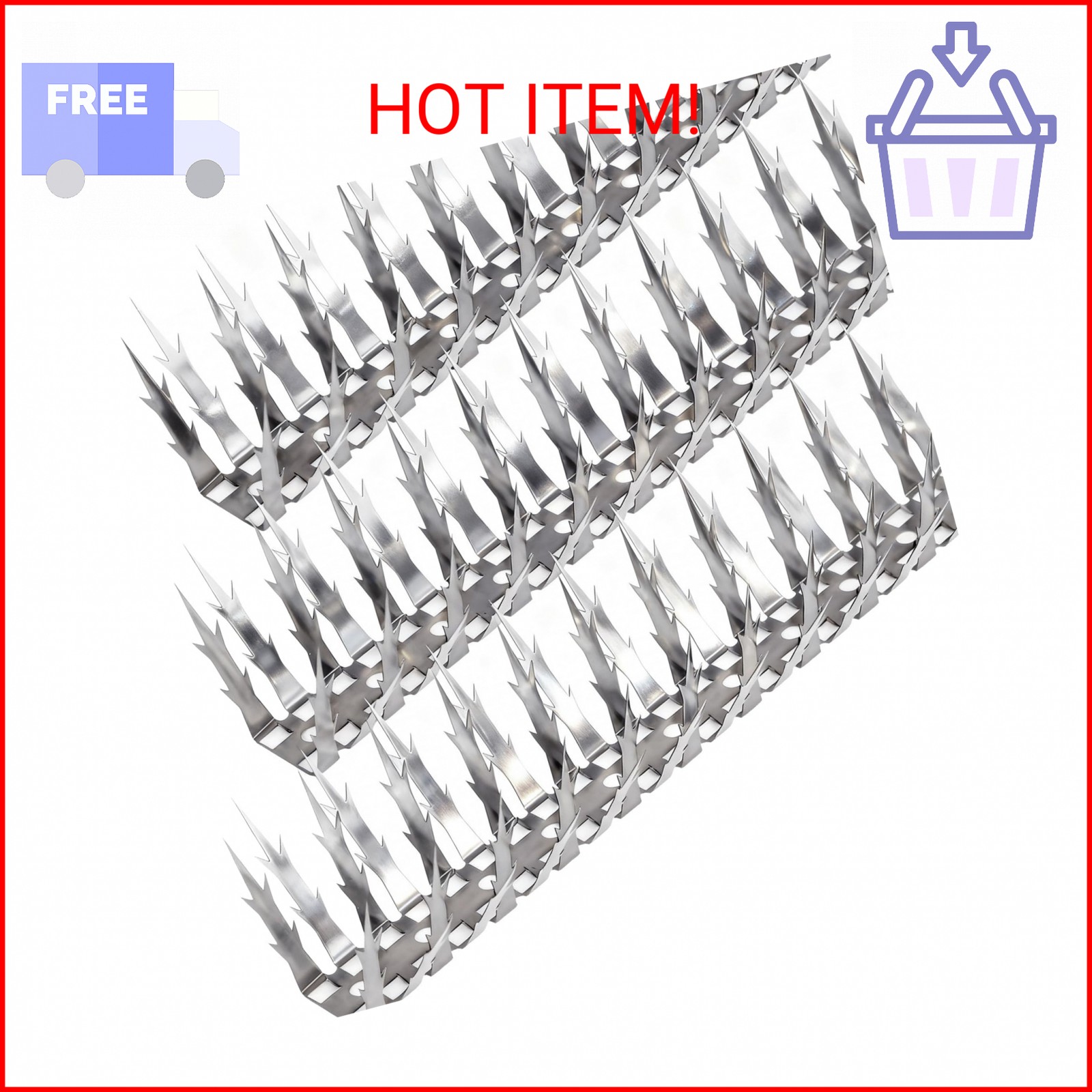 Quunoot Bird Spikes, 5 FT Stainless Steel Bird Deterrent Spikes, Pigeon Spikes f