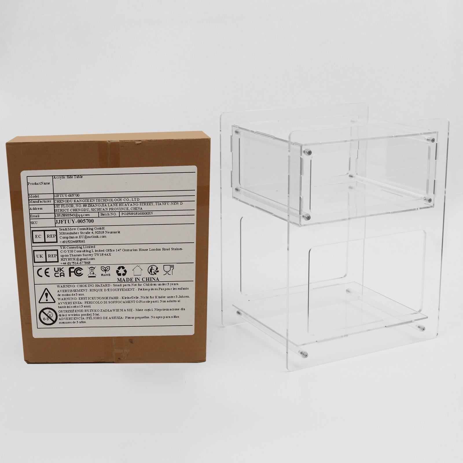 Clear Acrylic Side Table, Acrylic Nightstand, Rectangle Storage Shelf