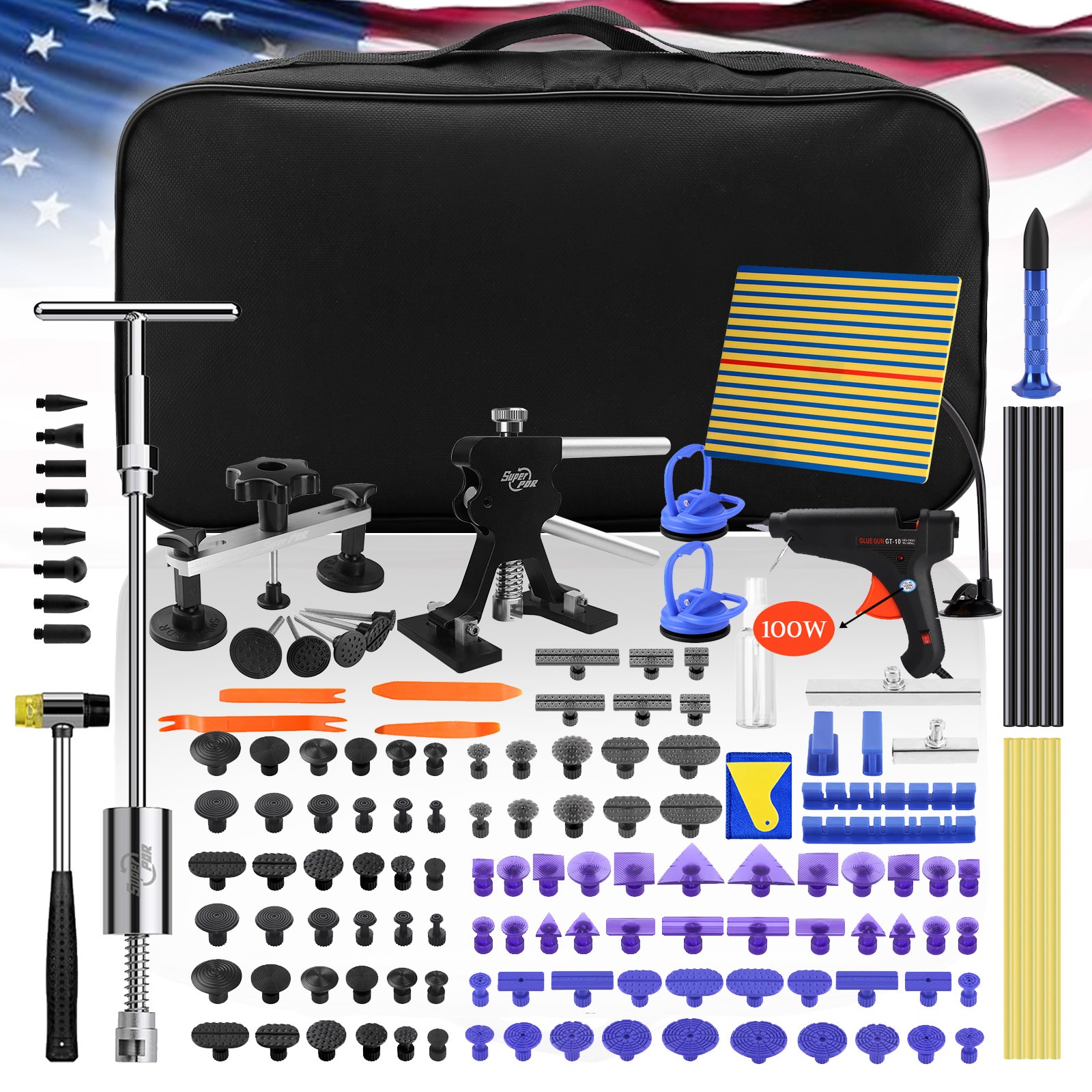 PDR Car Body Glue Puller Tabs Pulling Paintless Dent Repair Removal Tool Kit US