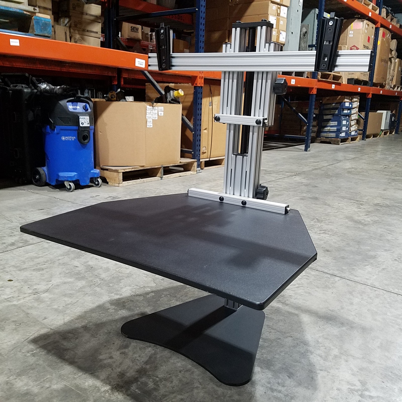 Ergo Desktop ED-KE-Black Standing Desk Converter, Dual Monitor Mounts Steel Base