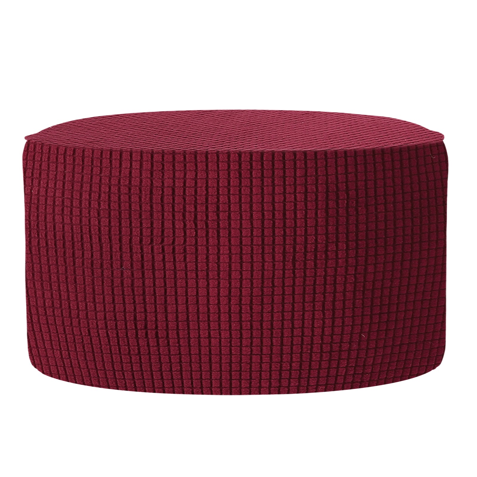 Ottomen Cover Round with Elastic Bottom, (Small Size, Burgundy)