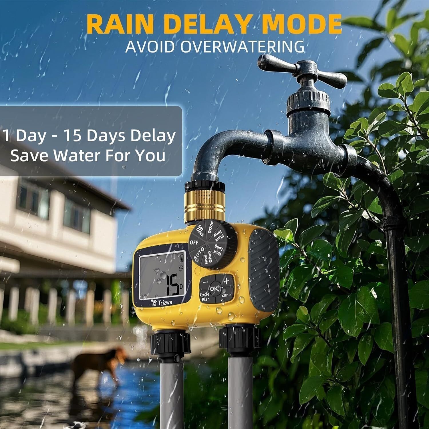 Brass Swivel Garden Hose Timer 2-Zone Automatic Irrigation Controller for Yard