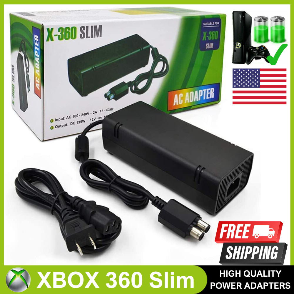 For Microsoft XBOX 360 Slim AC Adapter Charger Power Supply Charging Cord Cable