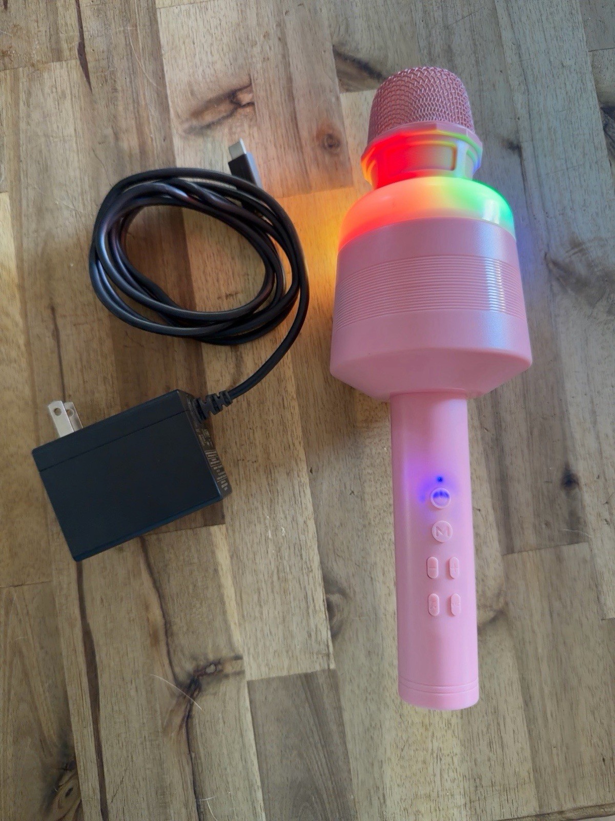 Pink Bluetooth Karaoke Microphone Speaker w/ LED Lights – Rechargeable