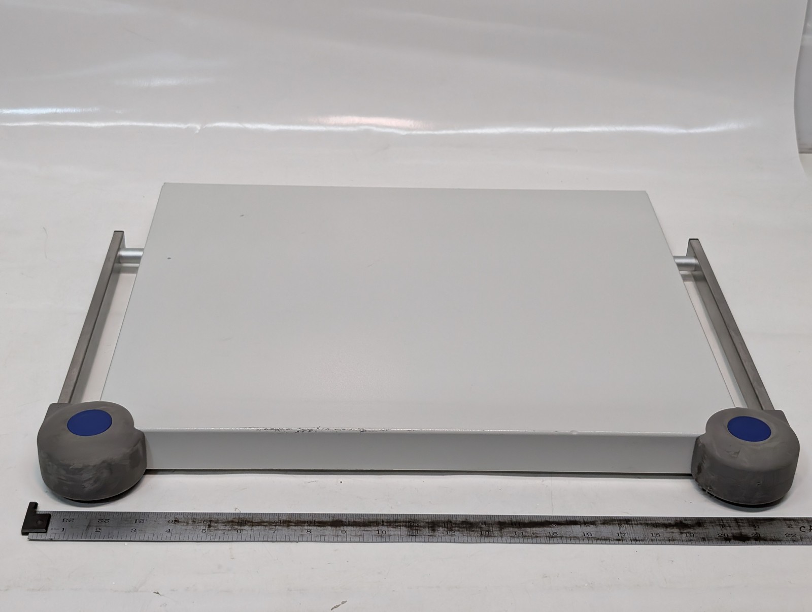 Unbranded under desk tray slide-out platform shelf extension white gray as shown