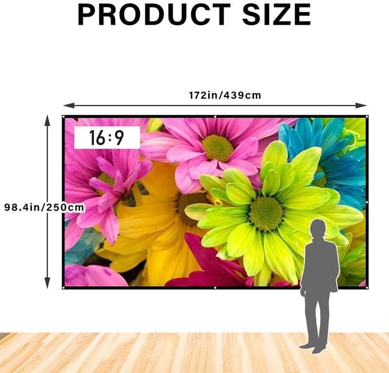 200" Projector Screen 4K HD Outdoor Movie 16:9 Canvas Double-Sided Portable