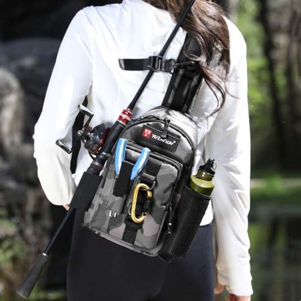 Fishing Lure Chest Bag with Rod Holders Waist Bag Bait Storage Outdoor Sports