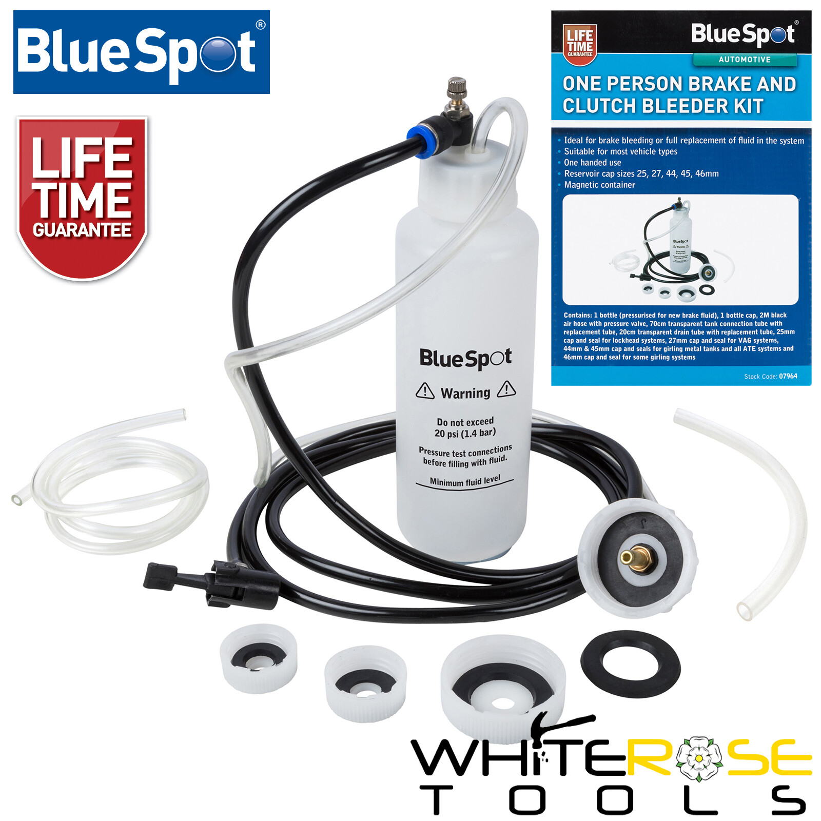 BlueSpot Brake Clutch Bleeder Kit One Handed Operation 500ml Fluid Bottle