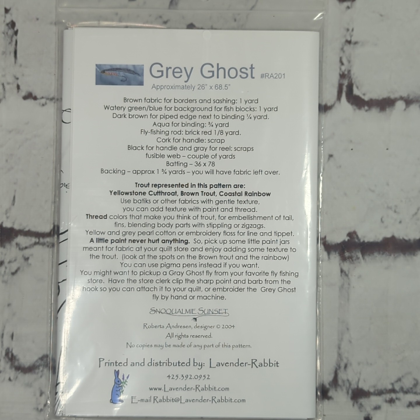Grey Ghost Quilt Pattern by Lavender Rabbit Uncut