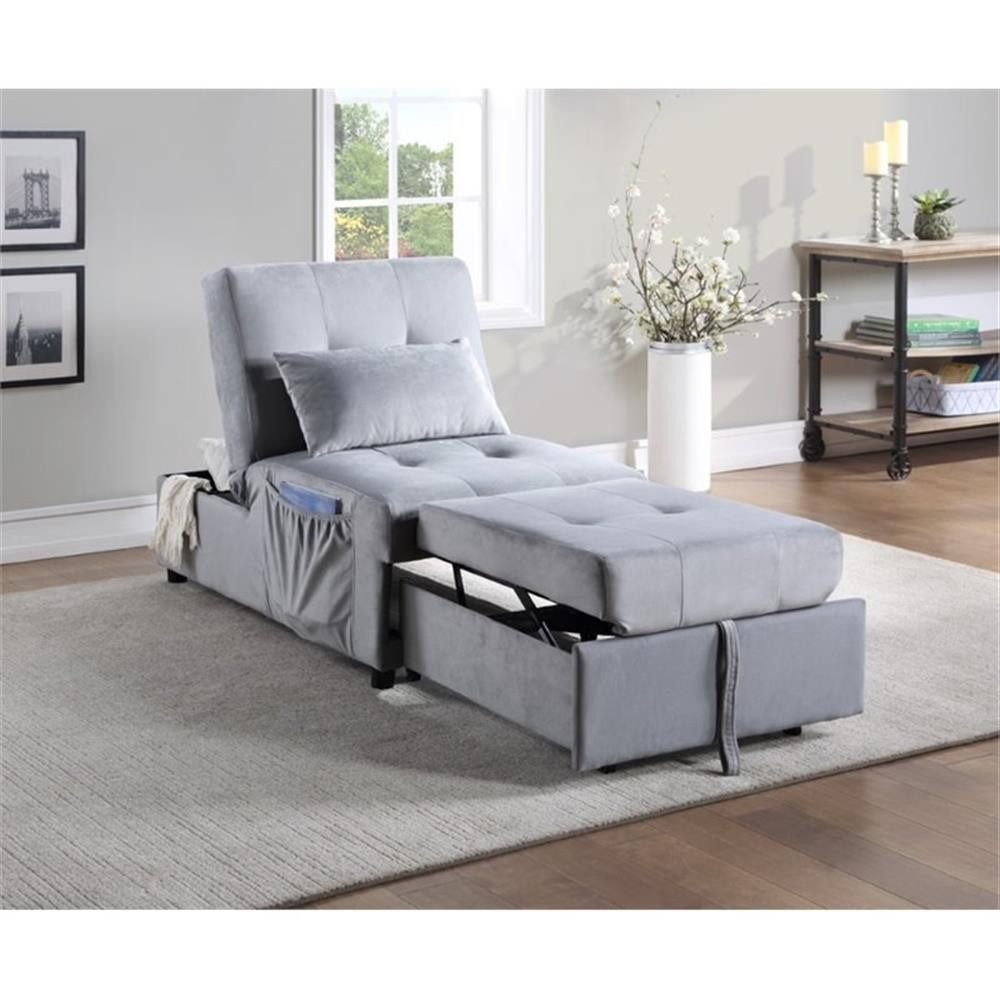 Lexicon Garrell Wood Storage Bench with Pull Out Ottoman in Gray