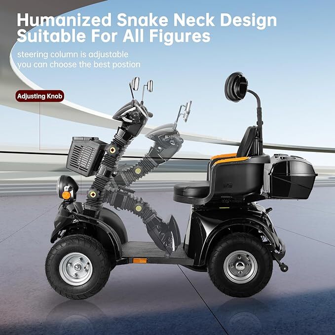 1000W 4 Wheel Heavy Duty Senior Mobility Scooter 60V/20A 500lbs 31 Miles 15MPH