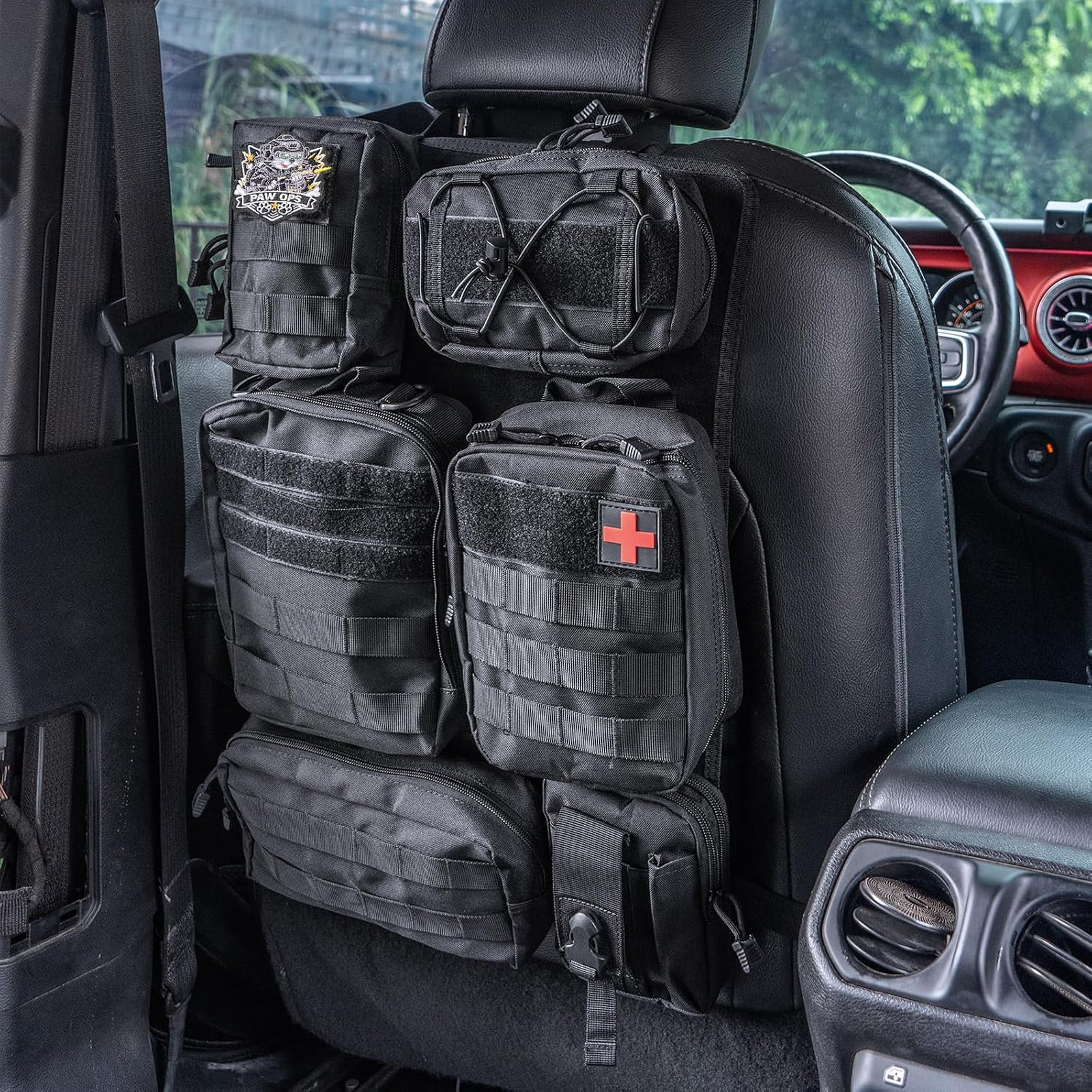 Universal Tactical Vehicle Back Seat Organizer with MOLLE Pouches for Car Truck
