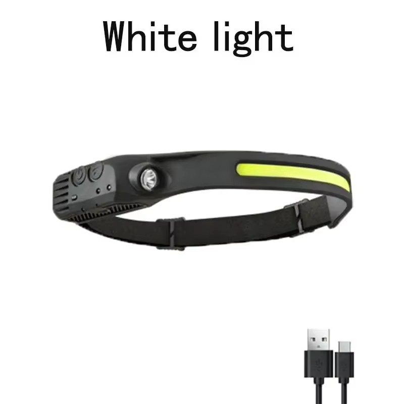 COB LED Headlamp USB Rechargeable Headlight Bar Head Band Torch Work Light 6000K