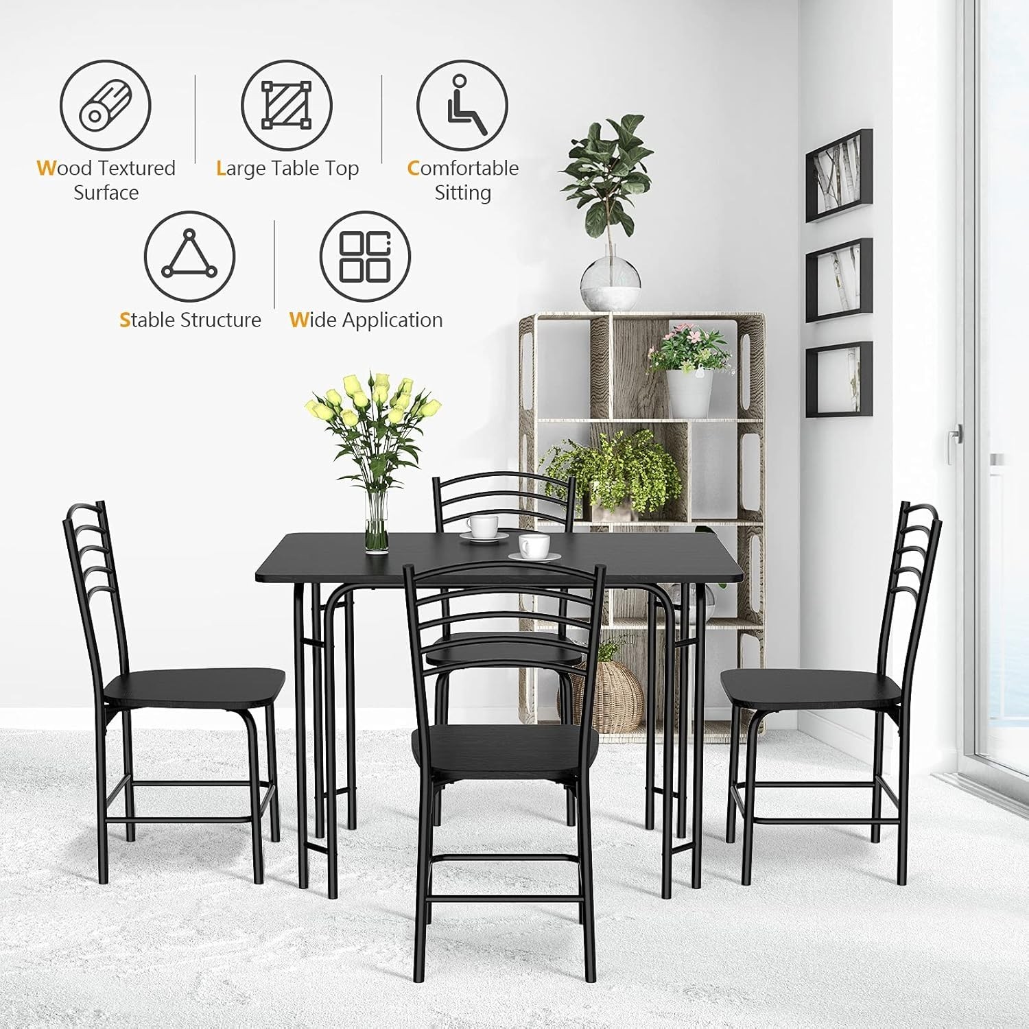 Dining Table Set for 4 Kitchen Table and Chairs Set of 4 Kitch