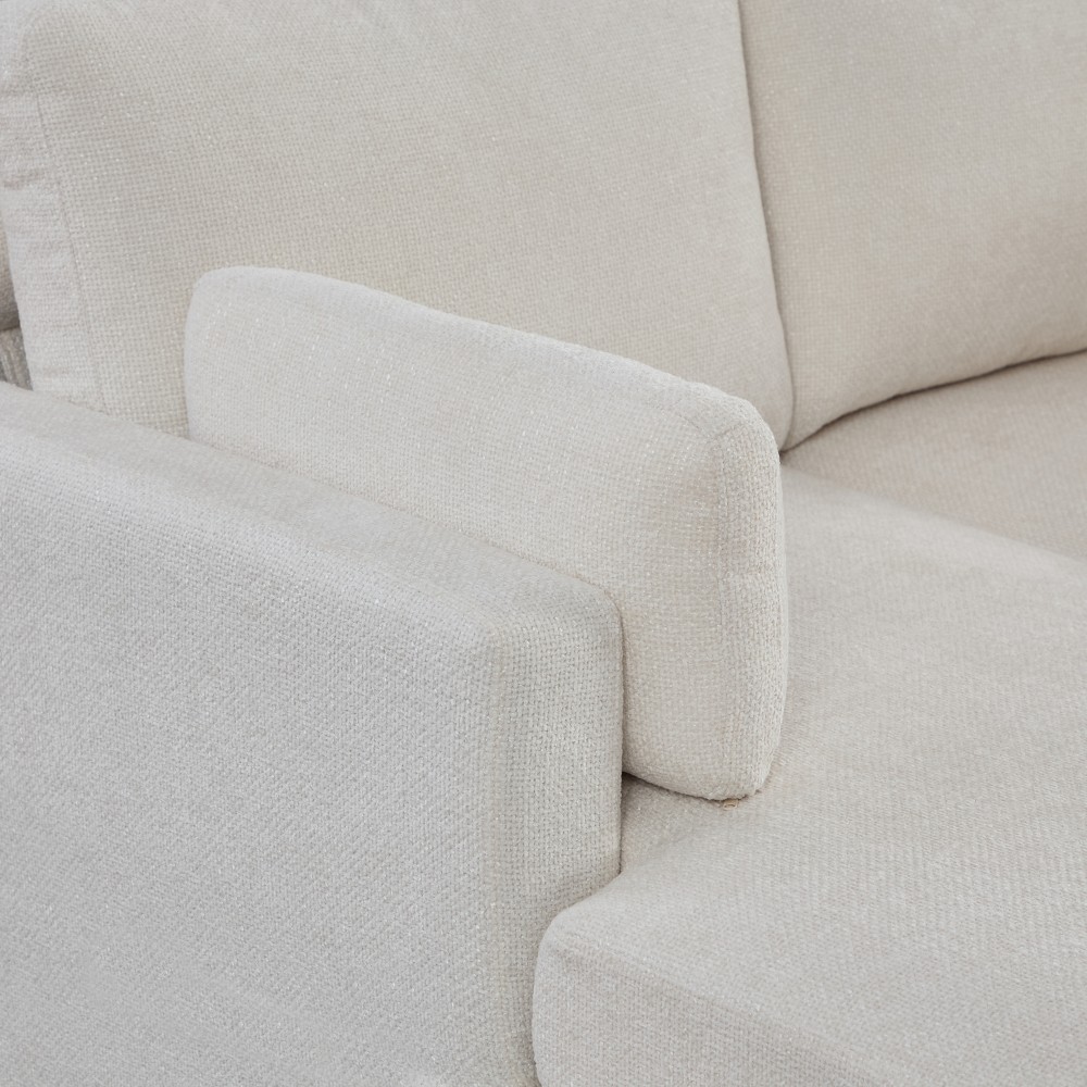Ivory Chenille Sofa Bed with Cushions, Strong Frame, Living Room
