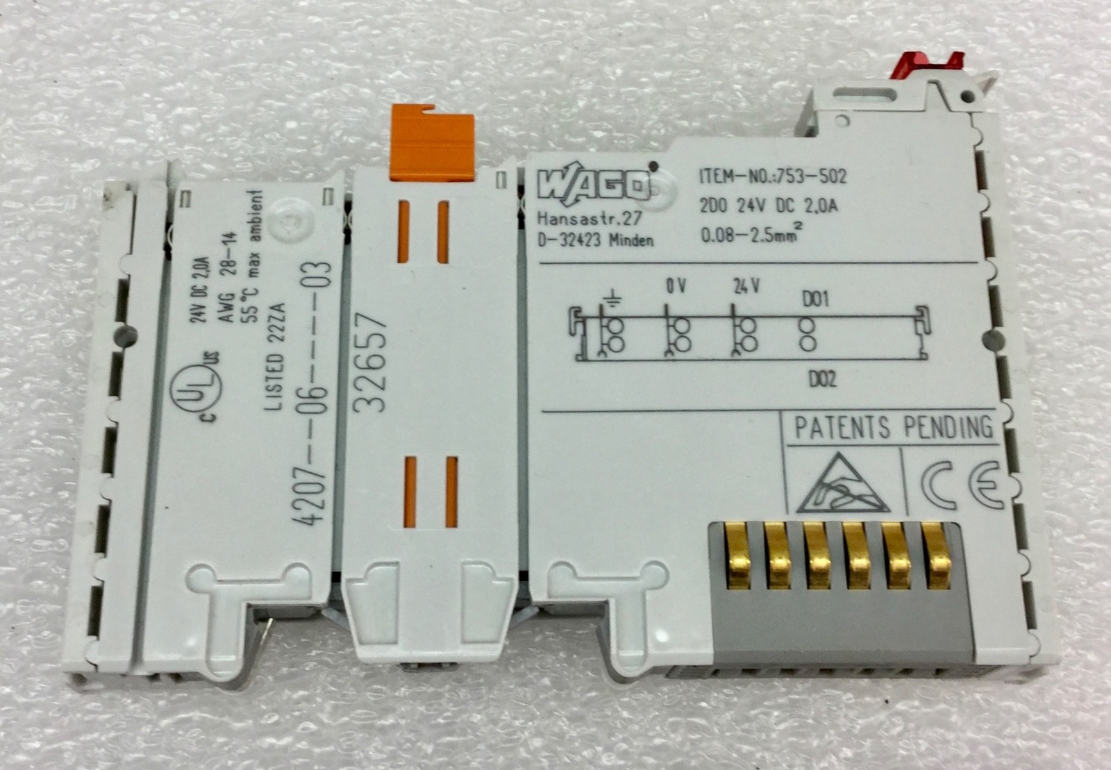 WAGO 753-502 INPUT-OUTPUT SYSTEM MODULE 24VDC 2.0A NEW NO BOX