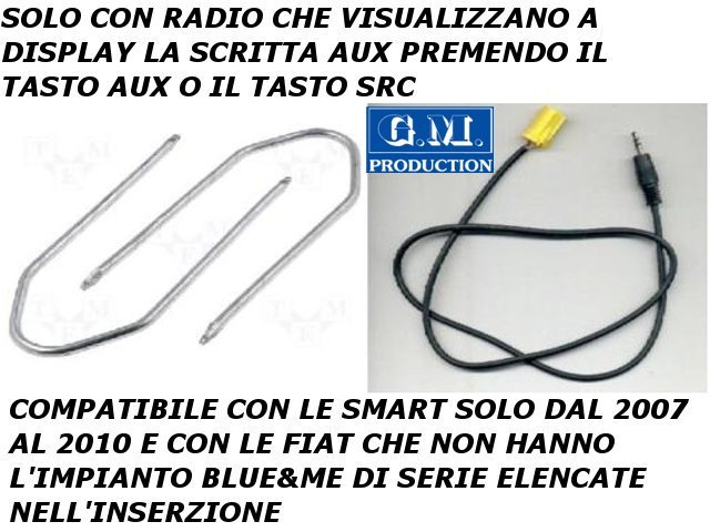 Cable Aux IN MP3 IPHONE iPod Galaxy S2 S3 Fiat Grande Punto Fiorino Qubo