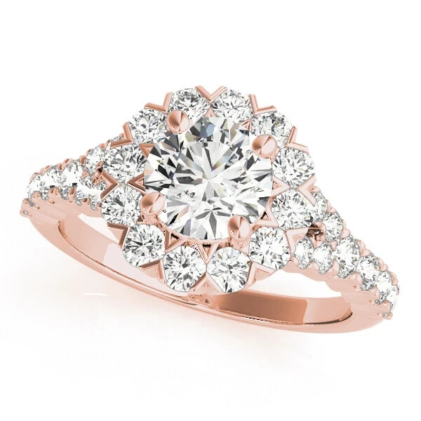 Round Cut Lab-Created 1.75 Ct VVS1 Diamond Engagement Ring 14K Rose Gold Finish