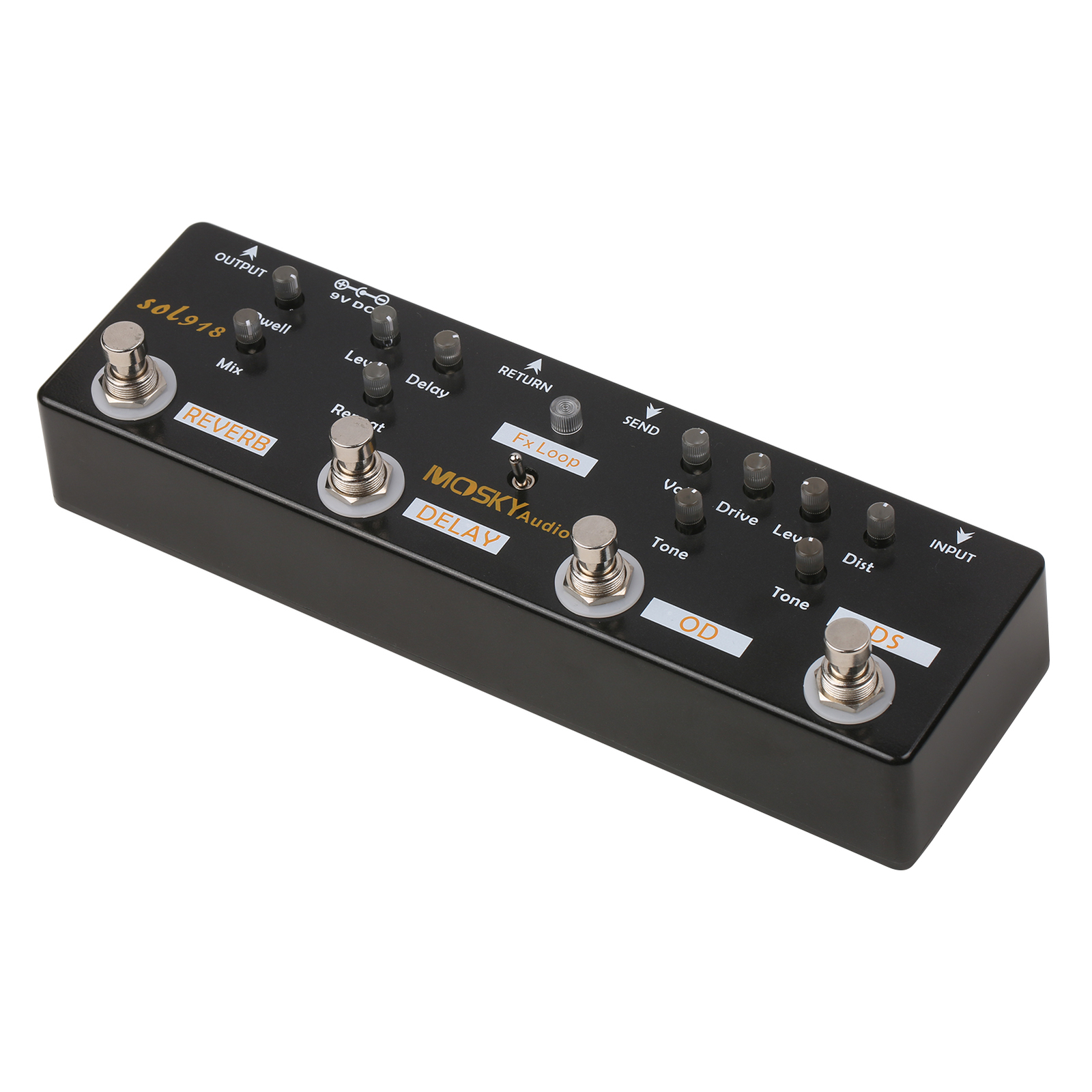 Multi Effects Pedal True Bypass Reverb Delay FX Loop Overdrive Distortion M7C9