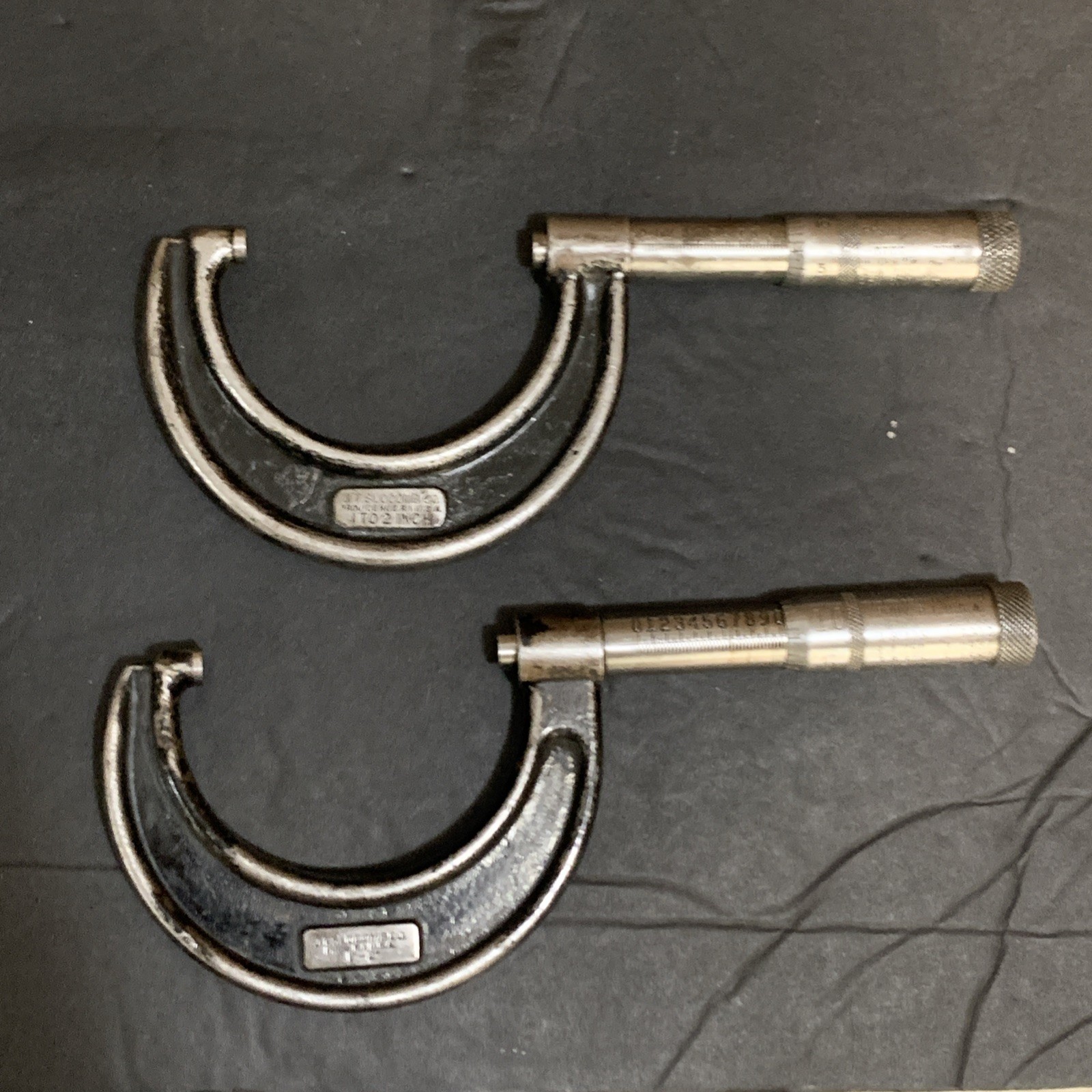 Two Vintage J.T. Slocomb Company Machinist 1"-2" Outside Diameter Micrometers