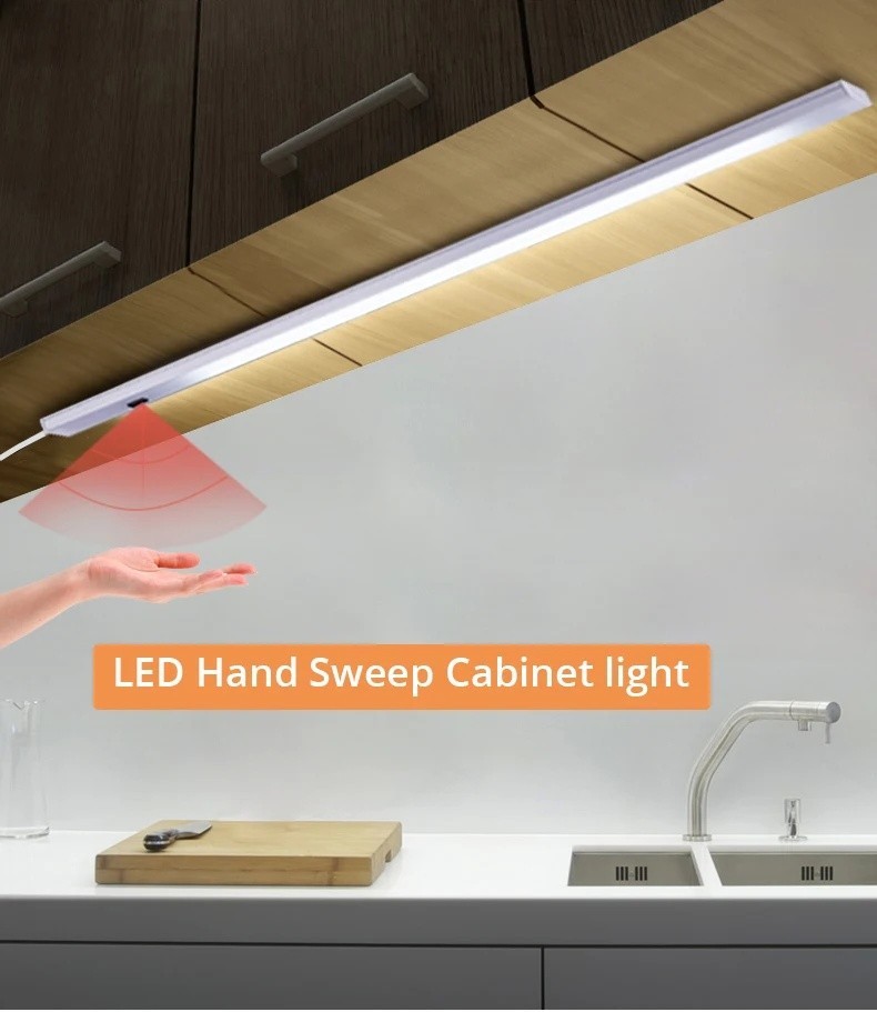 USB 5V LED Under Cabinet Light Hand Wave Sensor Kitchen Closet Lamp Strip