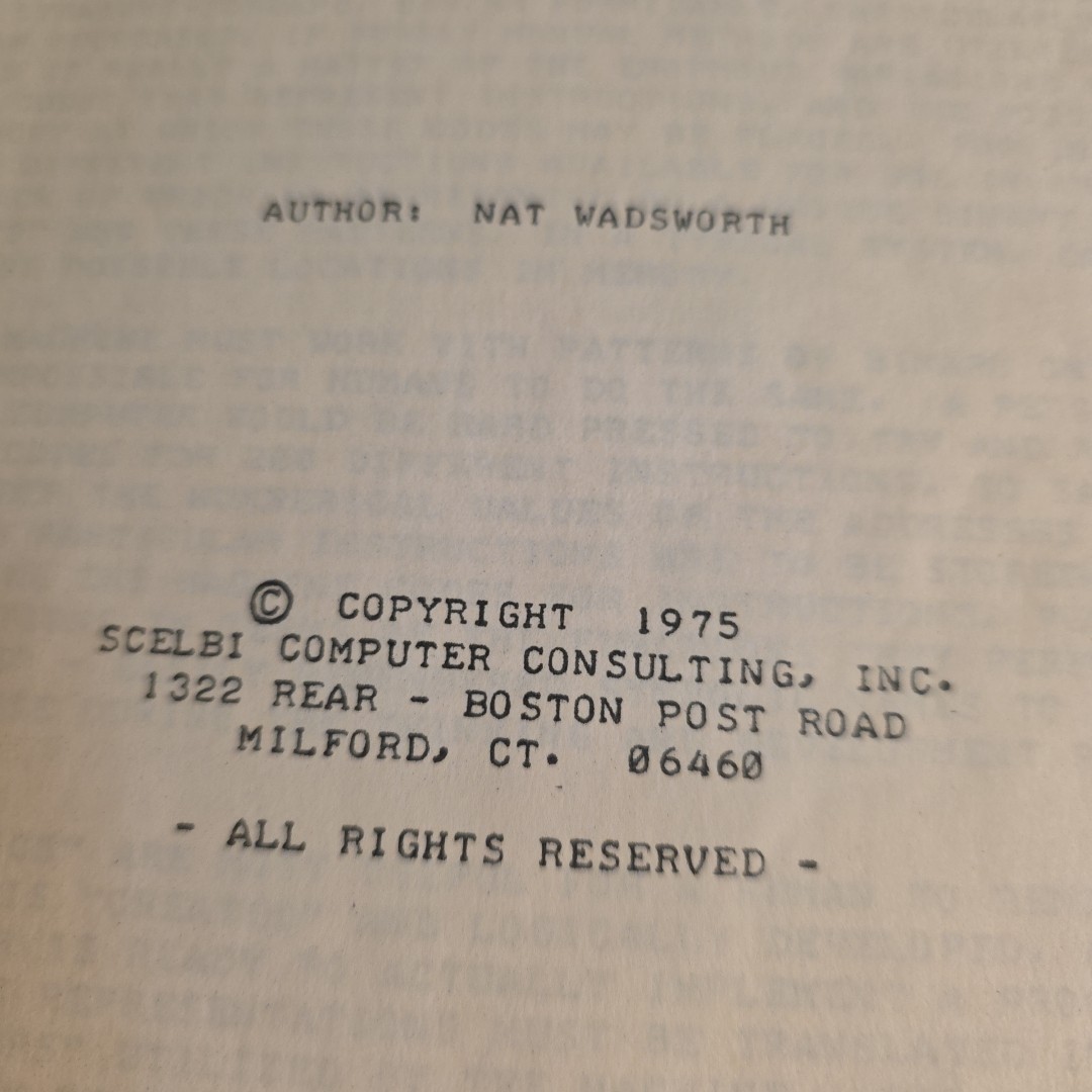 8080 Assembler Program Manual by Nat Wadsworth 1975 Scelbi Computer