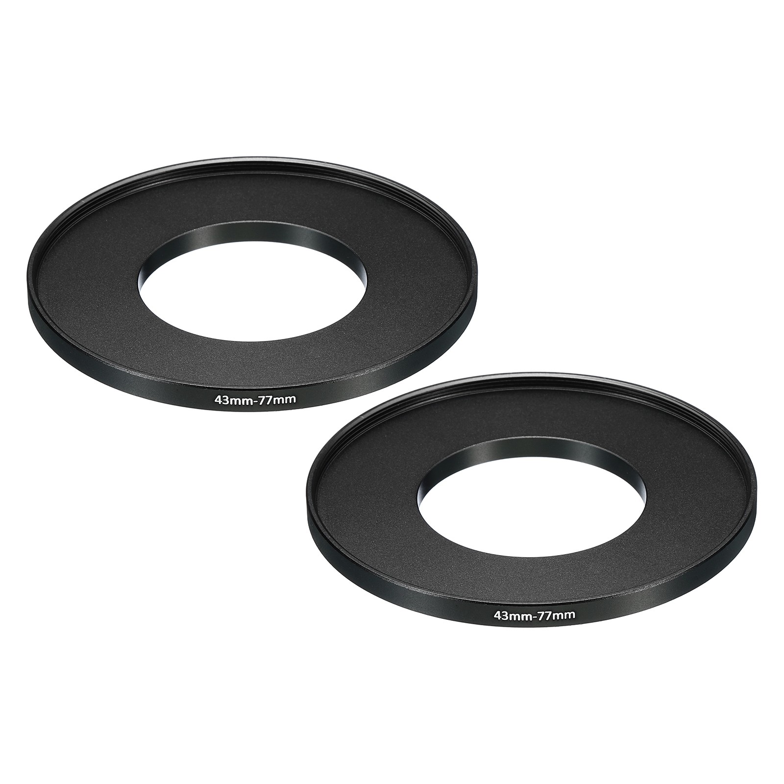 2 Pcs 43mm-77mm Metal Step Up Ring Camera Lens Filter Adapter Ring Black