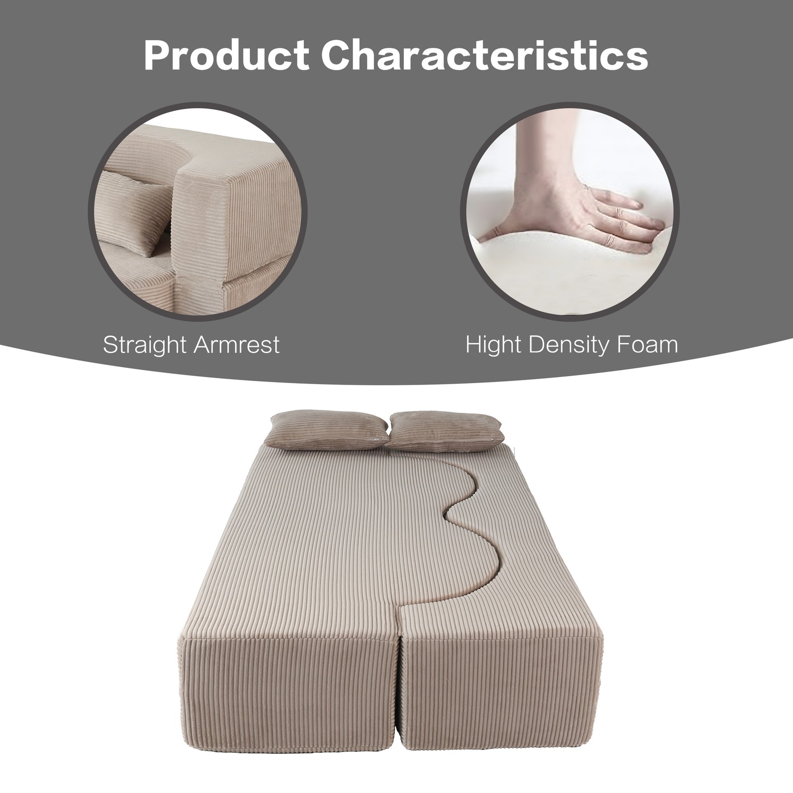 2-in-1 Foldable Sofa Bed,75 Inch Folding Boneless Couch Convertible Compressed