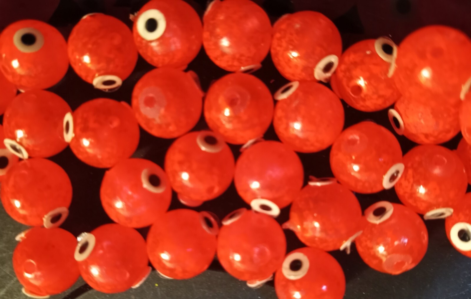 NEW! OPTIC EYE HIGH ENERGY RED UV Steelhead Bead 8mm, 10mm, 12mm GLOW FLAT EYE