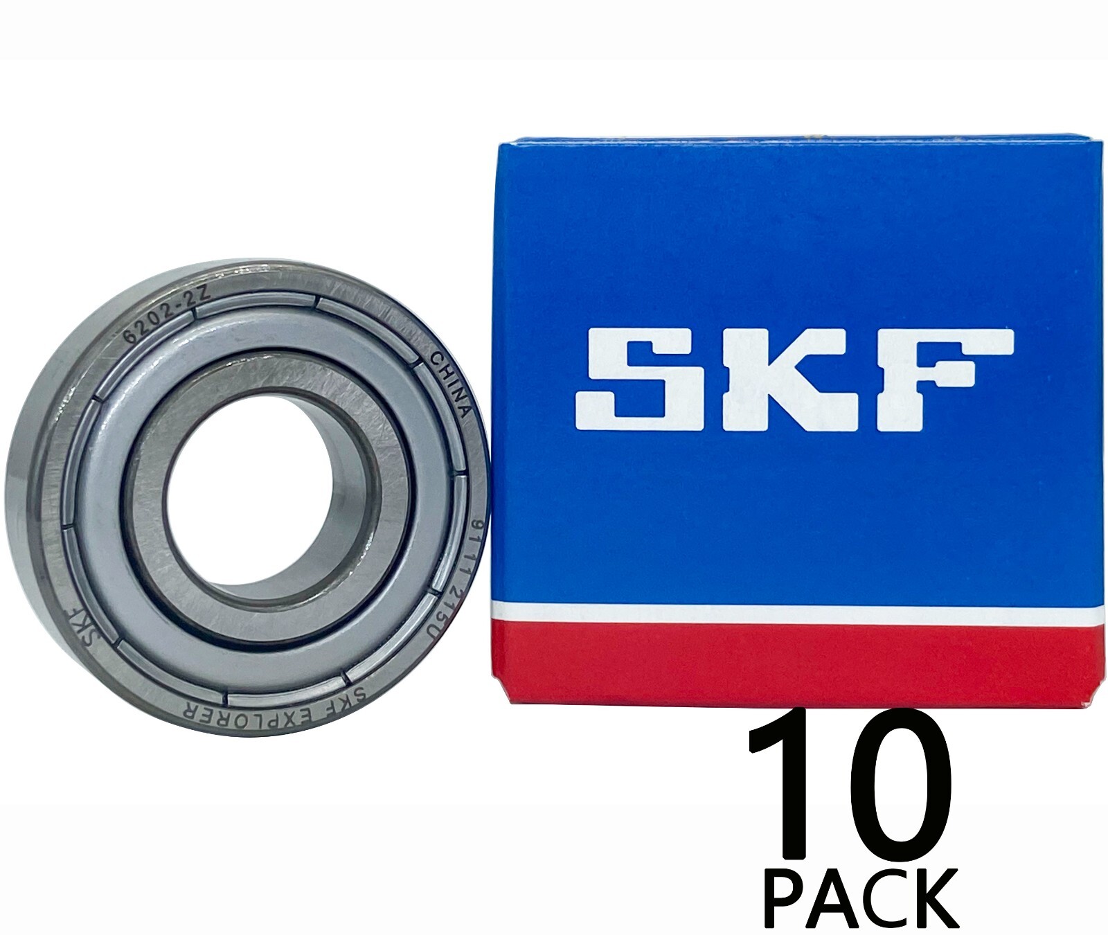 (Qty.10) SKF 6202-2Z 15X35X11MM Double Metal Seal Ball Bearings 6202ZZ 6202-ZZ