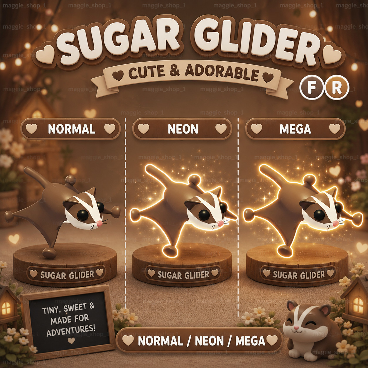 Sugar Glider FR Normal/Neon /Mega ✨ Adopt From Me Today ✨ Top Picks