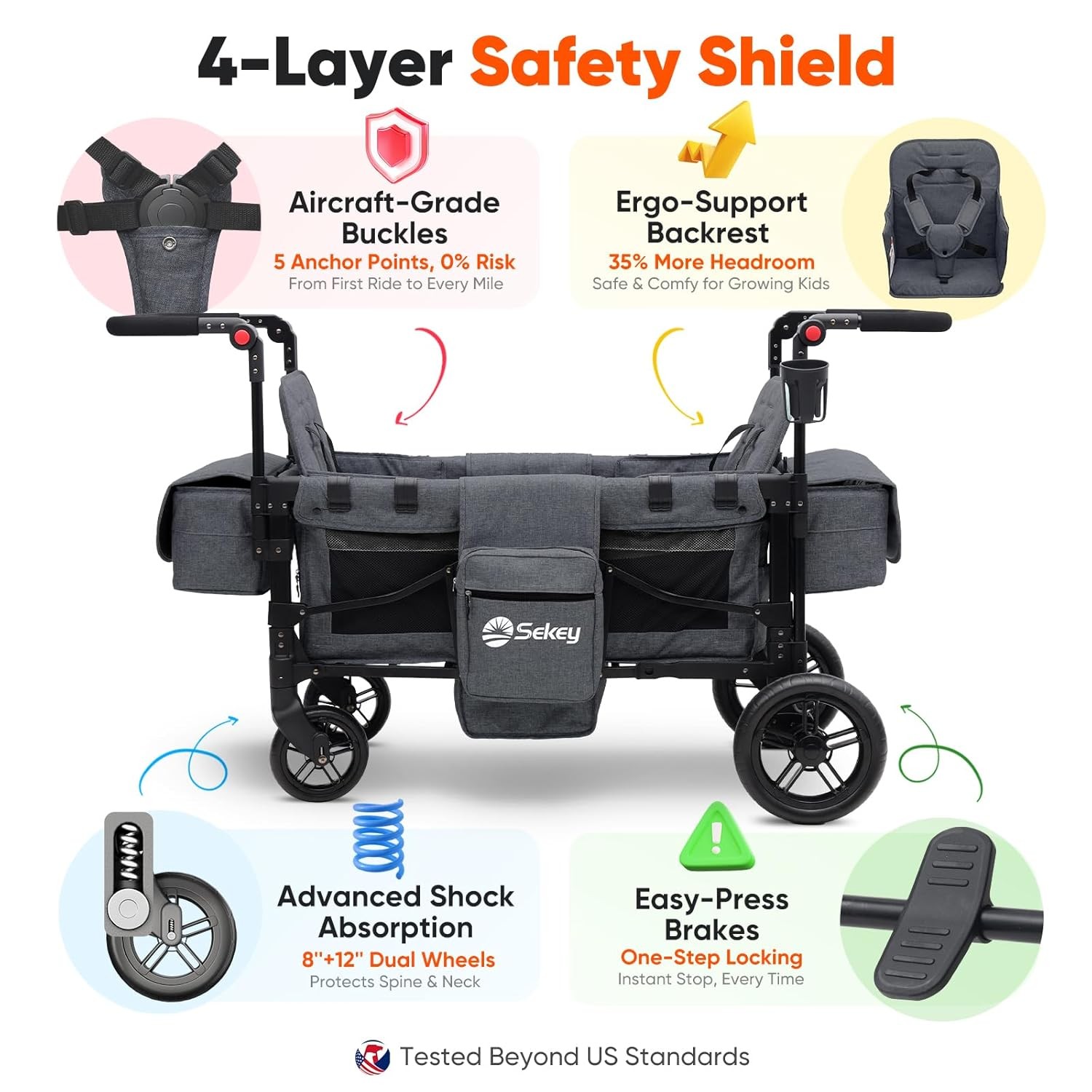 Stroller Wagon Convertible 2 Kids Canopy
