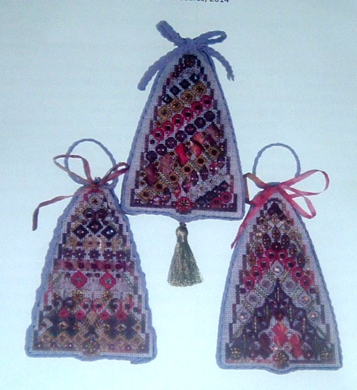 Threedles Needlepoint Victorian Merry Bells Ornaments Stitch Guide & Beads