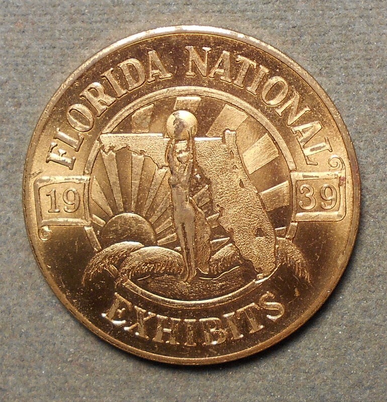 NYWF Weidhaas-21, Florida Exhibit. Brass, 32mm, yellow uncirculated