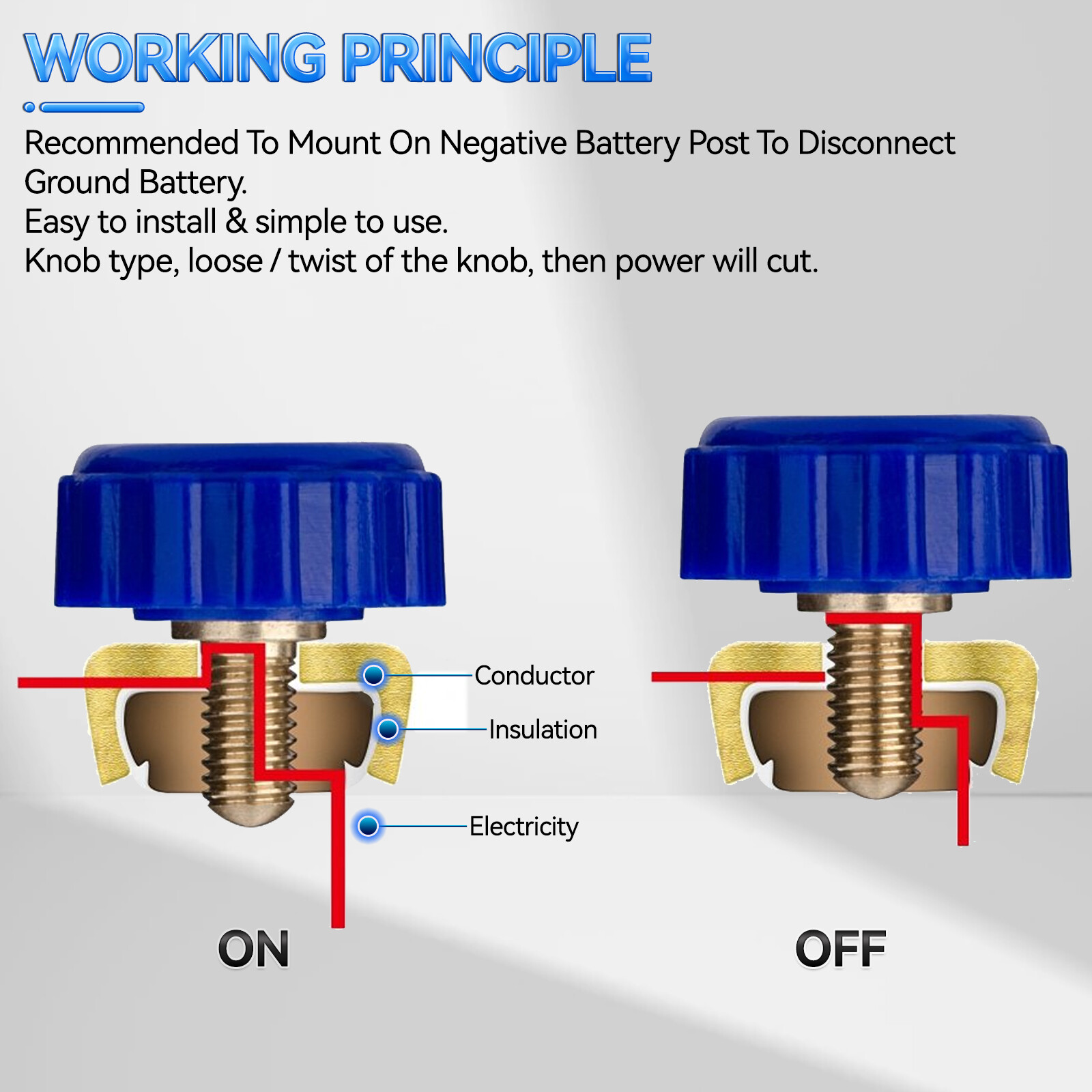 Motorcycle Car Battery Power Off Switch Link Terminal Quick Cut-off Disconnect