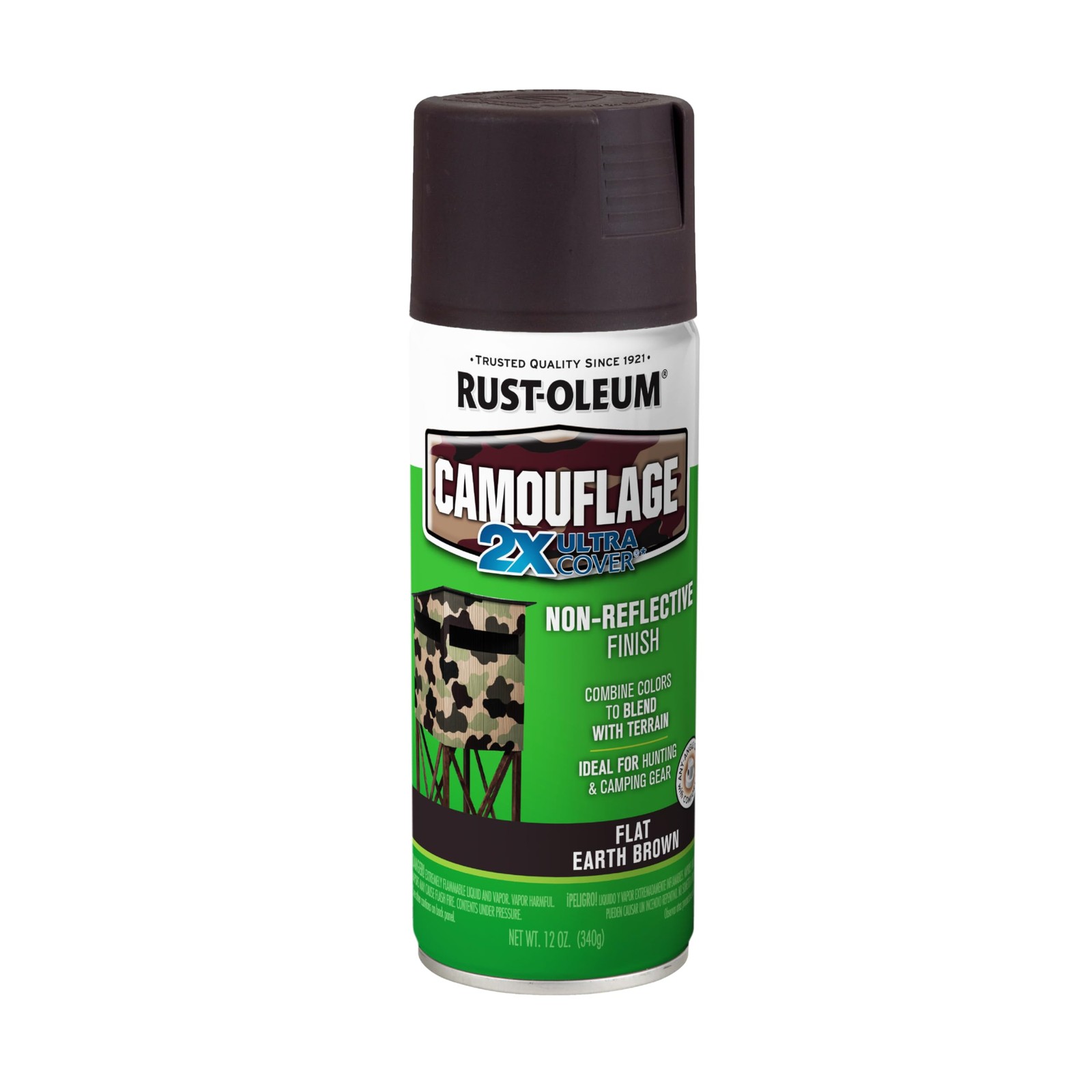 Rust-Oleum 279178 Camouflage 2X Ultra Cover 12 Ounce (Pack of 1), Earth Brown