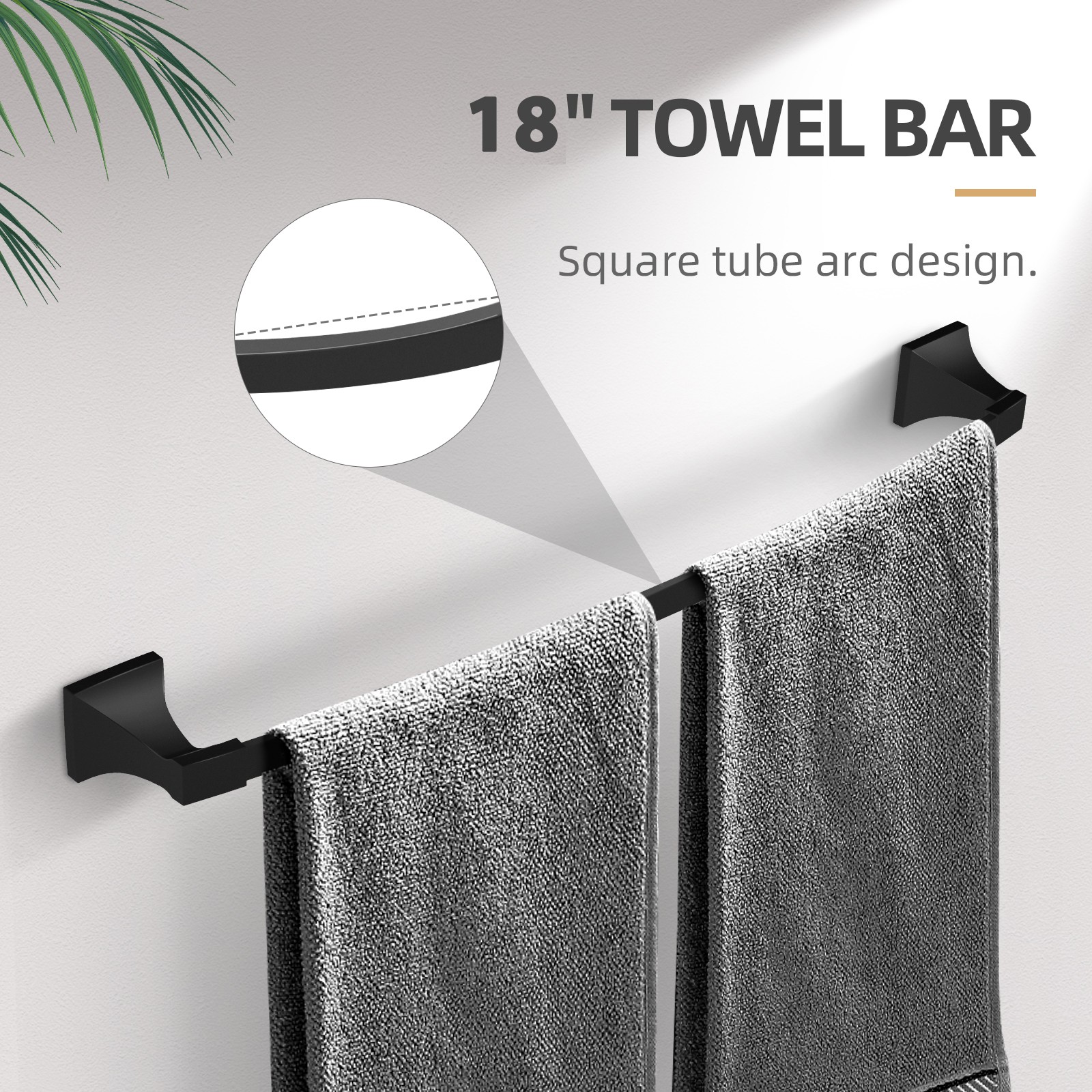 Bathroom Hardware Set Matte Black Wall Mounted Bathroom Towel Bar Set 5 Pieces