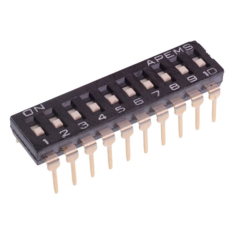 NDIR-10STV APEM 10 Way Through Hole DIP Switch SPST