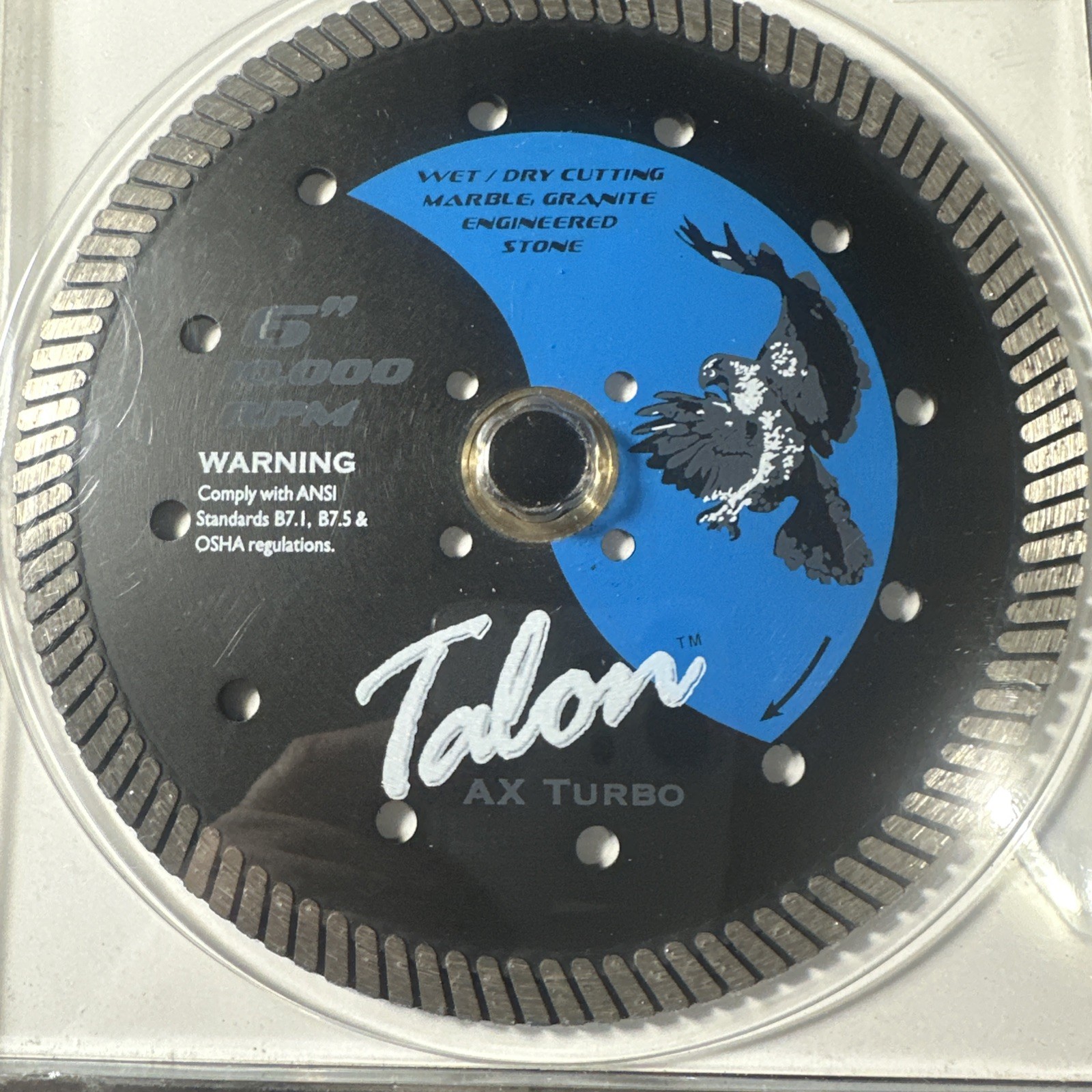 6”Continuous Rim Wet/Dry Cutting Marble Granite Engineered Stone Talon Ax Turbo