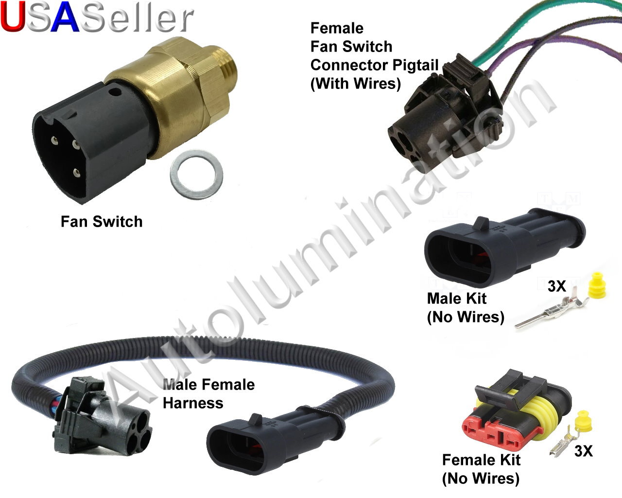 Radiator Fan Temperature Switch Connector Replaces BMW Z3 E21 E23 E24 E28 E30