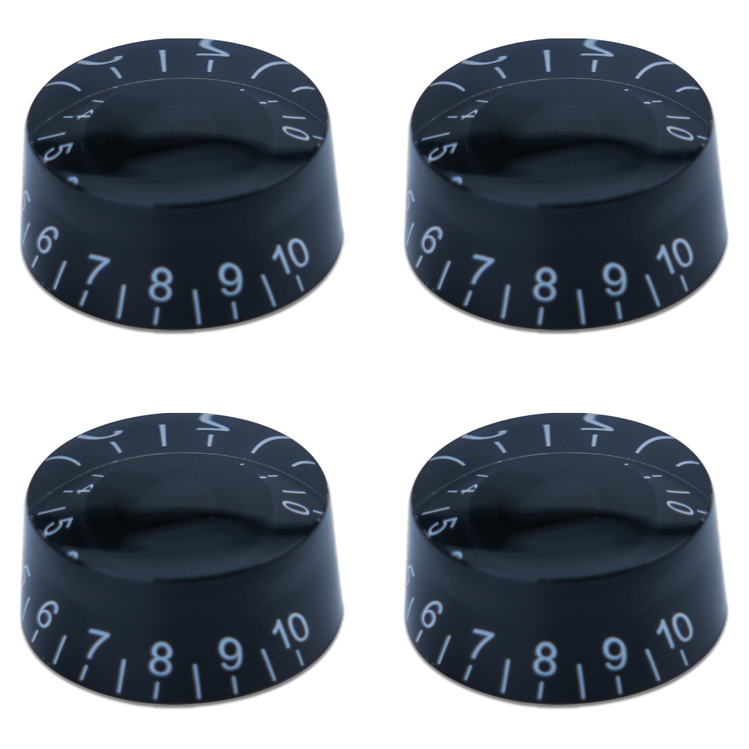4Pcs Acrylic Bass Guitar Knobs Volume Tone Control Knobs Black White numbers