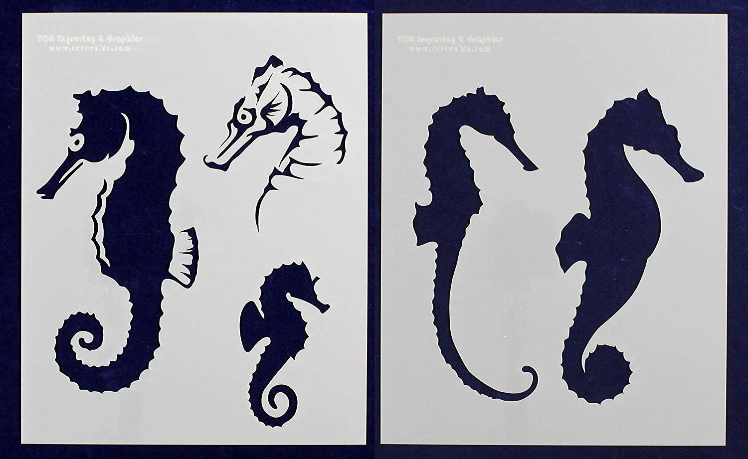 Sea Horse Stencils- Mylar 2 Pieces of 14 Mil 8" X 10" Painting /Crafts/ Template