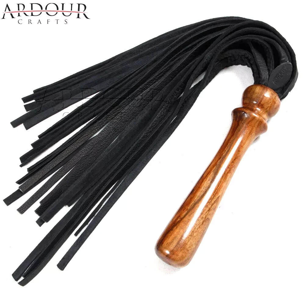 Leather Handmade BDSM Flogger 25 tails Wooden Handle Roleplay Fetish Adult Toy
