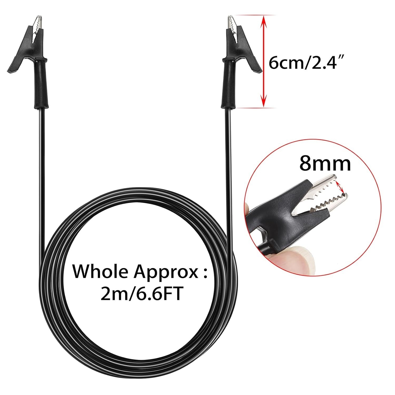 Robust 2-Pack 6.6 Ft Alligator Clips, 1500V Rated Cables for Versatile Testing