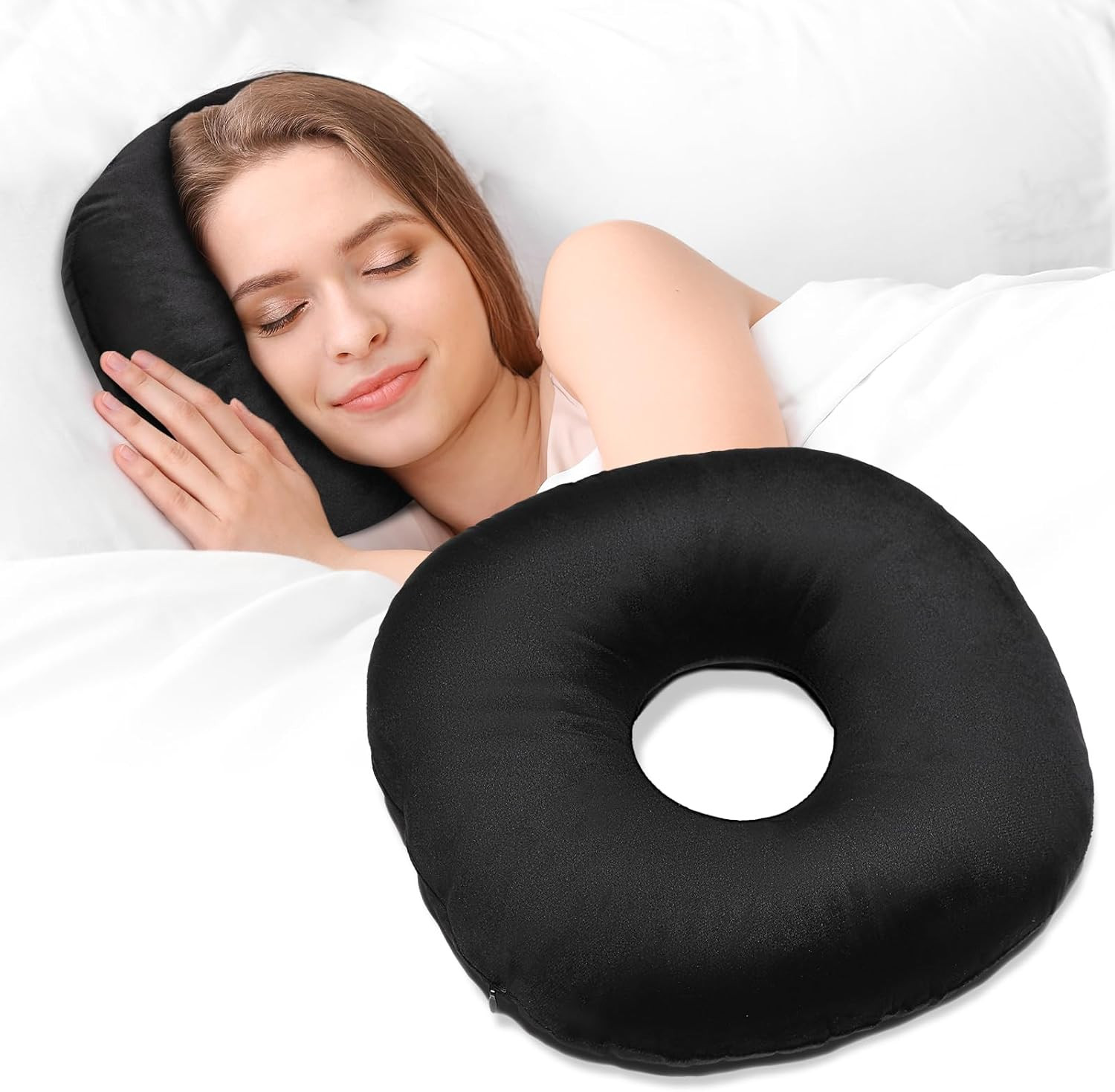 Ear Piercing Pillow for Side Sleepers with Ear Hole, Donut Pillow For